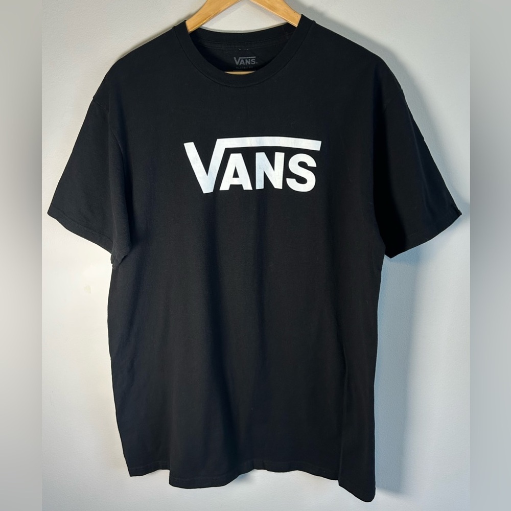 Vans Men’s Classic Fit Logo T-Shirt Black White Size L 100% Cotton